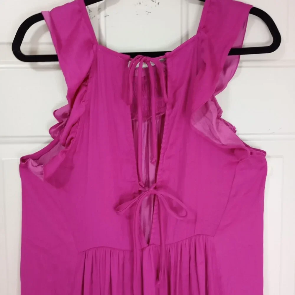 Intimately Free People Dress mini Magenta Sleeveless Smocked Ruffle Hem Size S